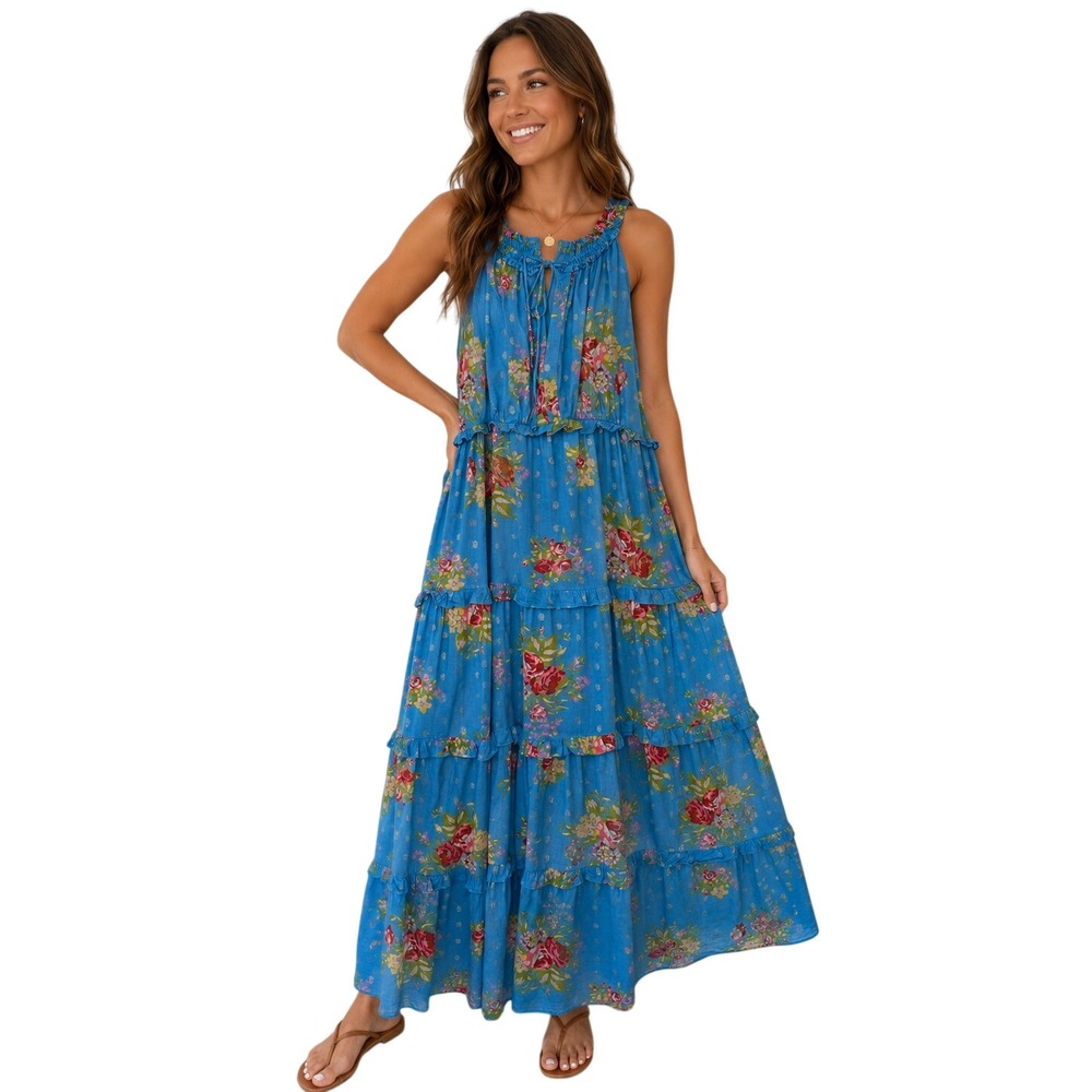 House of Harlow 1960 Helena Floral Tiered Maxi Dress Lined Full Cottagecore M